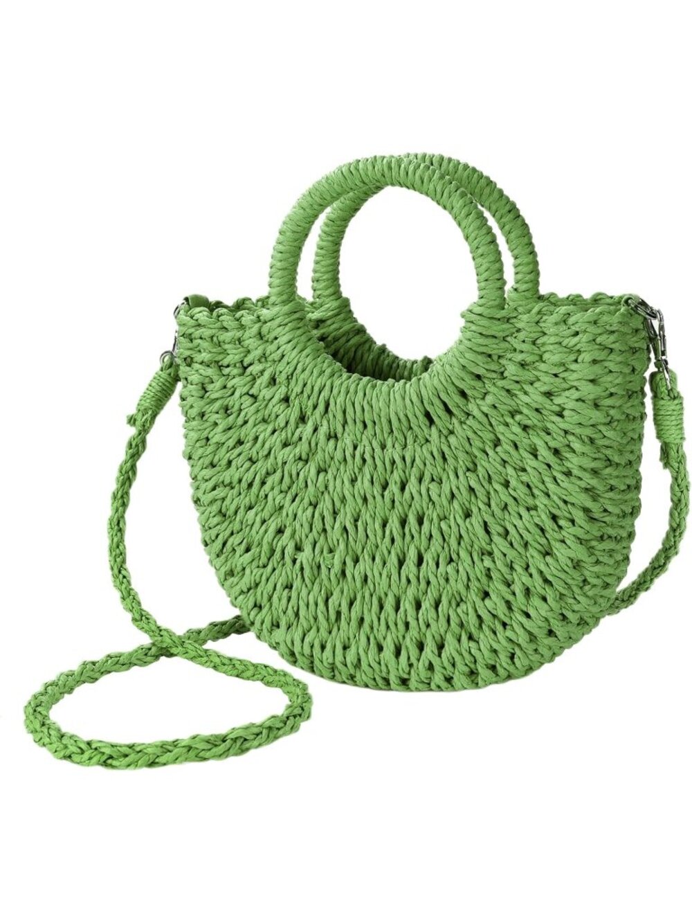 Women's Green Beach Woven Crossbody Bags Top Handle Satchel Purse for Summer